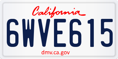 CA license plate 6WVE615