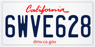 CA license plate 6WVE628