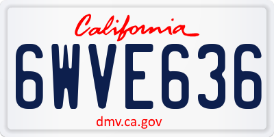 CA license plate 6WVE636