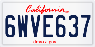 CA license plate 6WVE637