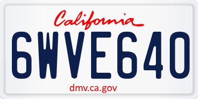 CA license plate 6WVE640
