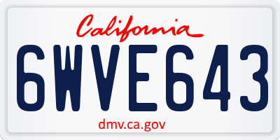 CA license plate 6WVE643