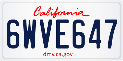 CA license plate 6WVE647