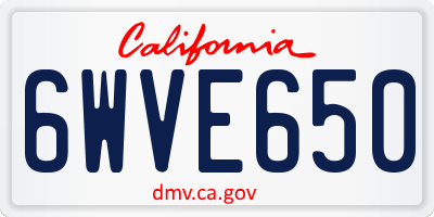 CA license plate 6WVE650