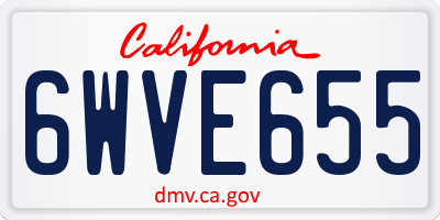 CA license plate 6WVE655