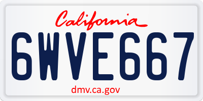 CA license plate 6WVE667