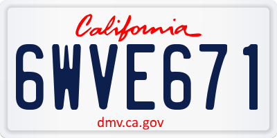 CA license plate 6WVE671