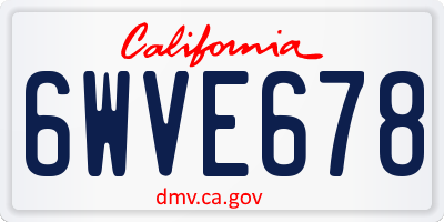 CA license plate 6WVE678