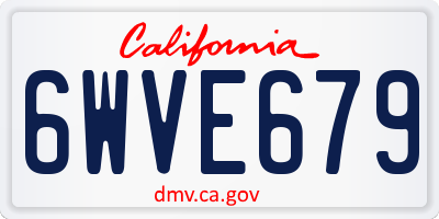 CA license plate 6WVE679