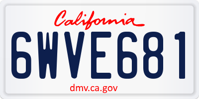 CA license plate 6WVE681