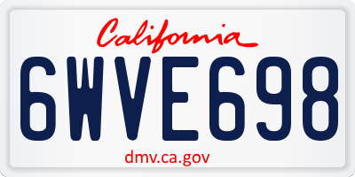 CA license plate 6WVE698
