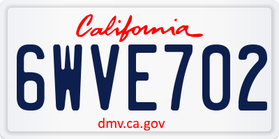 CA license plate 6WVE702