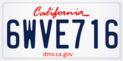 CA license plate 6WVE716