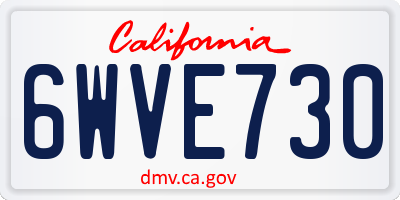 CA license plate 6WVE730
