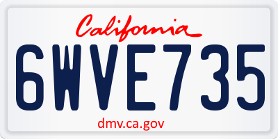 CA license plate 6WVE735