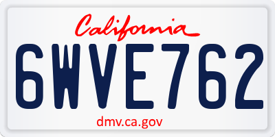 CA license plate 6WVE762