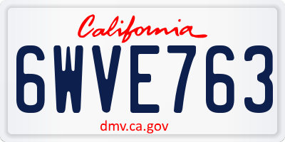 CA license plate 6WVE763