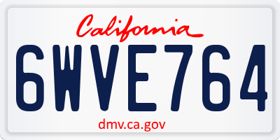 CA license plate 6WVE764