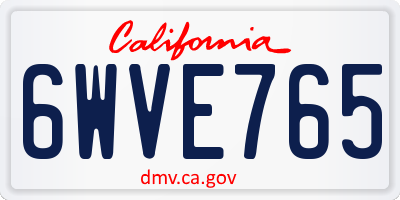 CA license plate 6WVE765