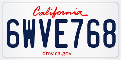 CA license plate 6WVE768