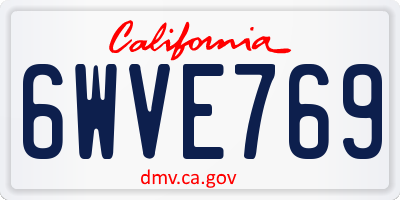 CA license plate 6WVE769