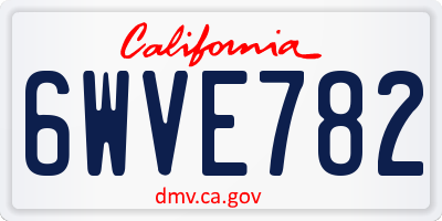 CA license plate 6WVE782