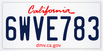 CA license plate 6WVE783