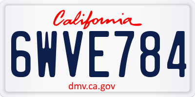 CA license plate 6WVE784