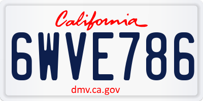 CA license plate 6WVE786