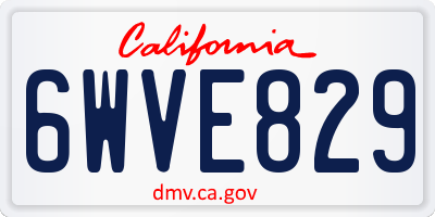 CA license plate 6WVE829