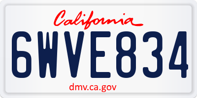 CA license plate 6WVE834