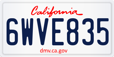 CA license plate 6WVE835