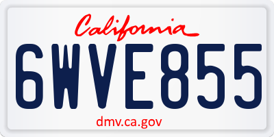 CA license plate 6WVE855