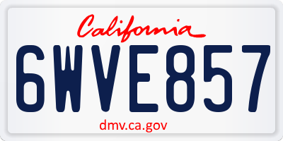 CA license plate 6WVE857