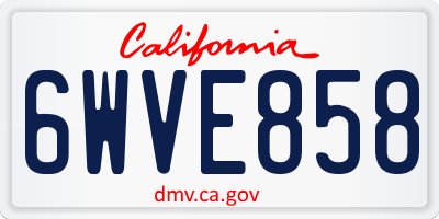 CA license plate 6WVE858