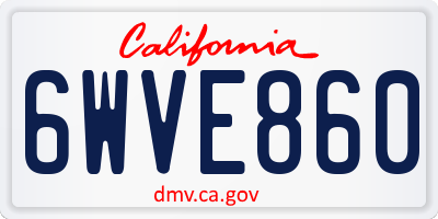 CA license plate 6WVE860
