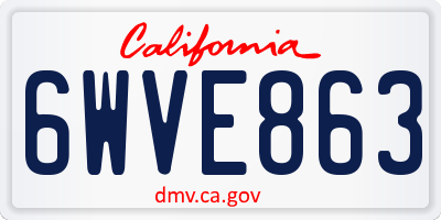 CA license plate 6WVE863