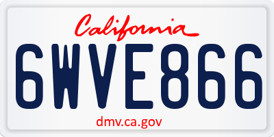 CA license plate 6WVE866