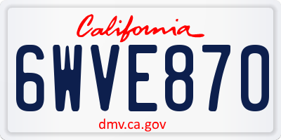 CA license plate 6WVE870