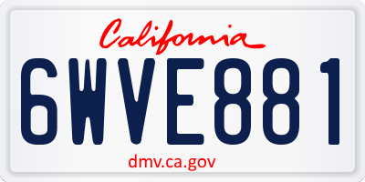 CA license plate 6WVE881