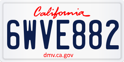 CA license plate 6WVE882