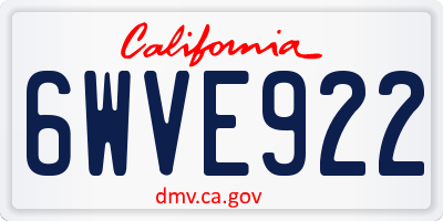 CA license plate 6WVE922