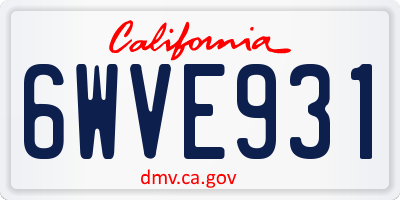 CA license plate 6WVE931