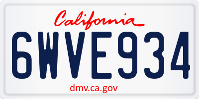 CA license plate 6WVE934