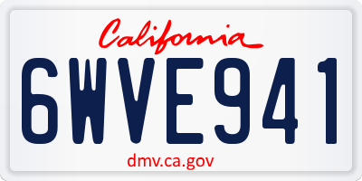 CA license plate 6WVE941