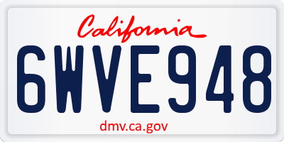 CA license plate 6WVE948