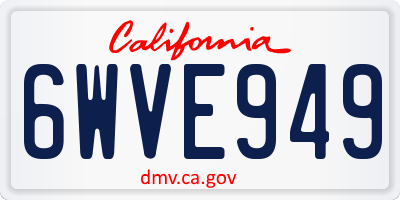 CA license plate 6WVE949