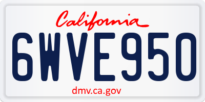 CA license plate 6WVE950