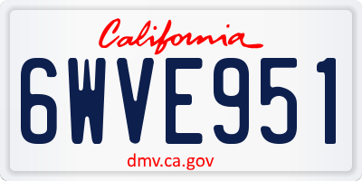 CA license plate 6WVE951