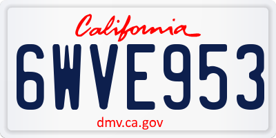 CA license plate 6WVE953